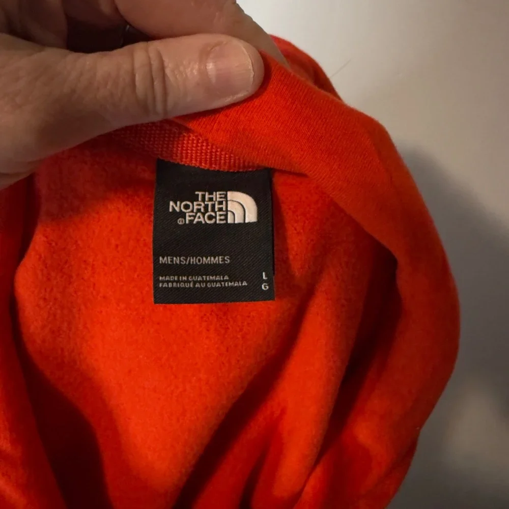 The North Face Mens‎ Red Orange Tonal Logo Pullover Fleece Hoodie Sweatshirt Lge